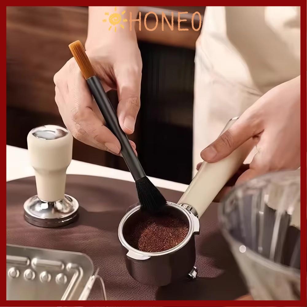 แปรงหม้อกาแฟ โฮน เครื่องมือทําความสะอาดเครื่องบดสองหัวขนนุ่มกาแฟหลอดอลูมิเนียมวินเทจ|แปรงปัดแป้งบ้านครัว