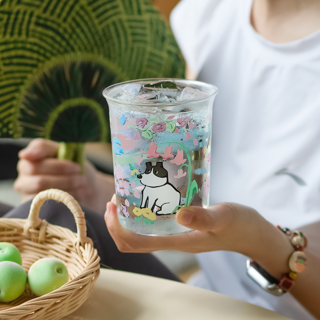 500มล. ถวยมัทฉะแก้วลูกสุนัขการ์ตูน[แถมหลอด] | ถ้วยน้ําน้ําหนักเบา | ถ้วยนมทนความร้อน | ถ้วยกาแฟแก้ว | แก้วน้ําผลไม้
