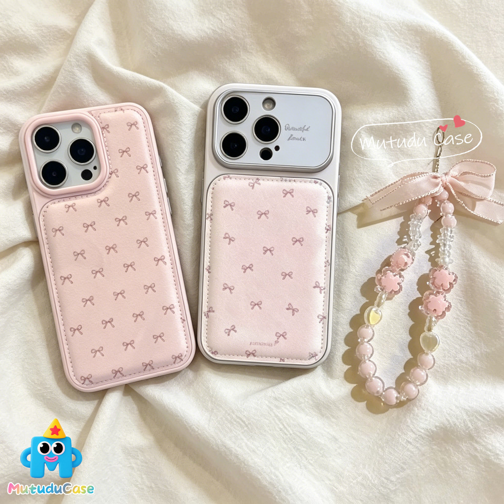 เคสรูใหญ่พองลม พร้อมสร้อยข้อมือ ลายโบว์ น่ารัก สไตล์ฮิต สำหรับIPhone 16 14 17 AIR 15 13 11 12 Pro Max 16 14 15 Plus