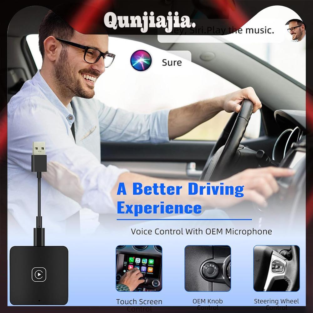 Wireless Carplay & Android Auto Adapter แบบมีสายกับไร้สาย Mini AI Box กล่อง AI ในรถยนต์สําหรับรถยนต์