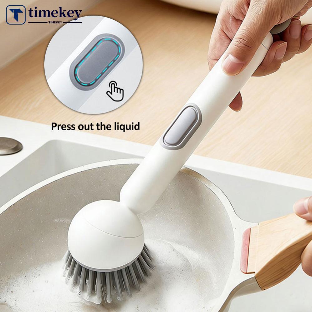 TIMEKEY ปรับด้ามยาวจานแปรงตู้ทําสบู่มัลติฟังก์ชั่แปรงทําความสะอาดห้องครัวสําหรับหม้อกระทะอ่างล้างจาน