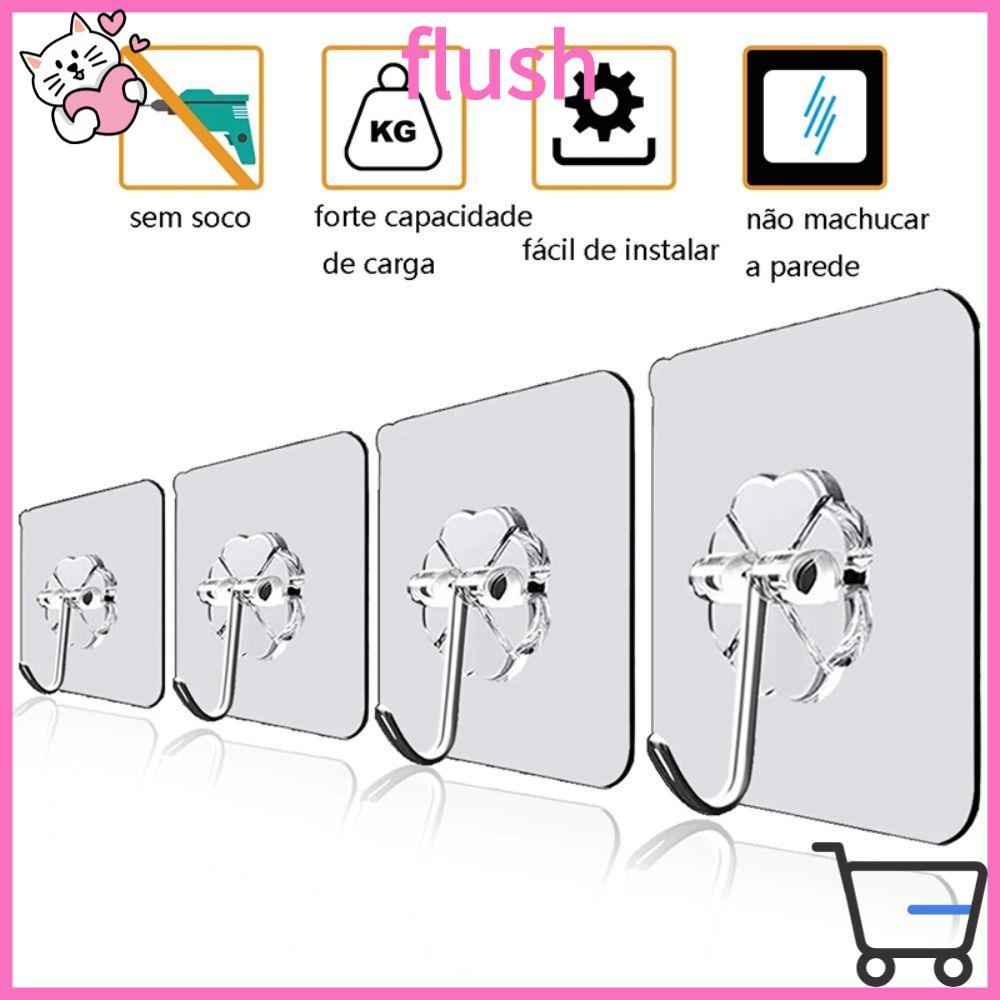 FLUSH 1/3ชิ้นที่ไร้รอยต่อตะขอแขวน,โหลดหนักอเนกประสงค์ตะขอกาวในตัว,ห้องครัวห้องน้ําโปร่งใสหมัดฟรีที่แข็งแกร่งผนังประตูไม้แขวน