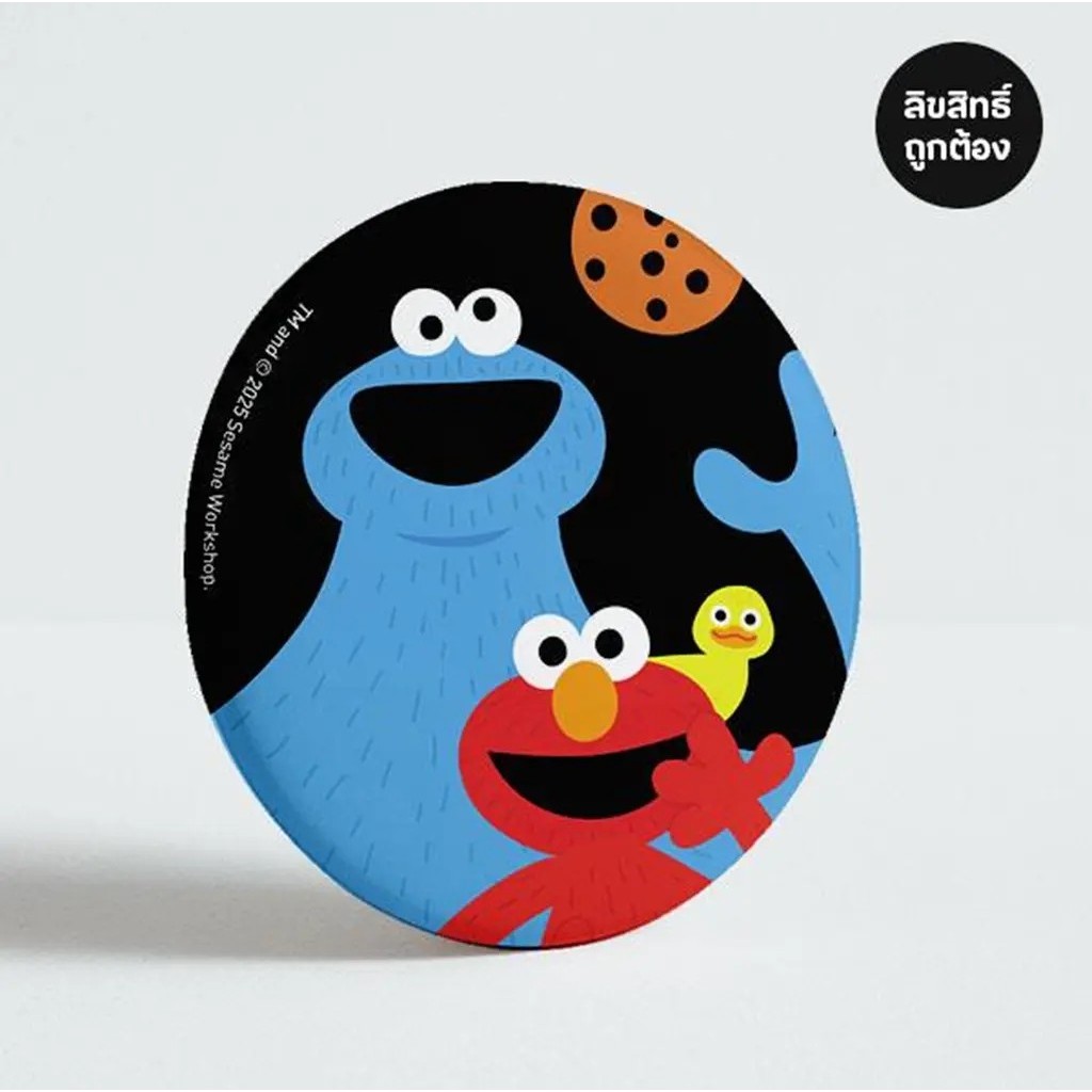 (Tech Inspire) : SST7-เข็มกลัด : SESAME STREET-7B Button Badges  Elmo&CK (SST7B-BEDG-5.8-BK) 5.8 cm.