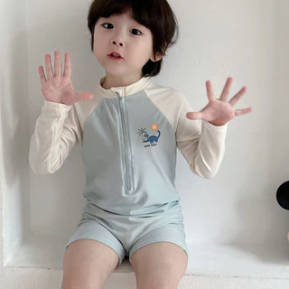 ชุดว่ายน้ำเด็กชายแขนยาว สไตล์เกาหลี สำหรับทารกและเด็กเล็ก