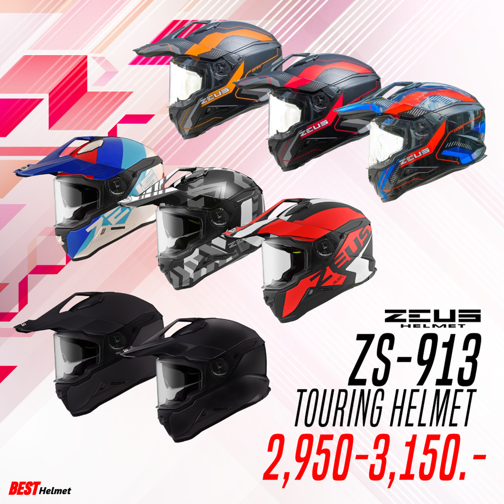 หมวกกันน็อค ZEUS ZS 913 ทรง Motrad มีแว่นด้านใน