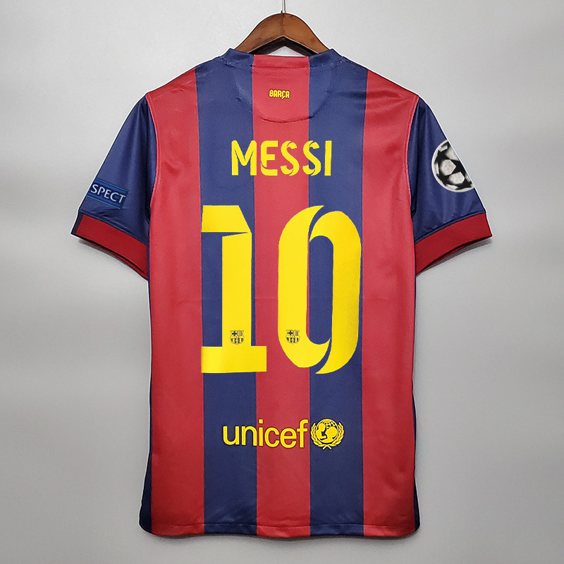เสื้อฟุตบอลผู้ชาย ย้อนยุค Barcelona Neymar Jr. Messi