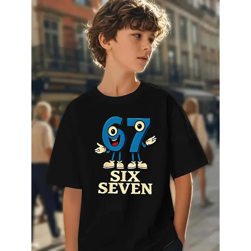2026Fun หกเจ็ด 6 7 Meme ออกแบบเสื้อยืดเด็ก Chaotic อารมณ์ขัน Y2k เกม Saying Tee ของขวัญแปลกใหม่ Boy 