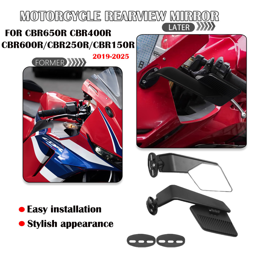 สําหรับ Honda CBR650R CBR400R กระจกรถจักรยานยนต์พับกระจกปีกคงที่ด้านหลัง Vew กระจกกระจกมองข้าง CBR60