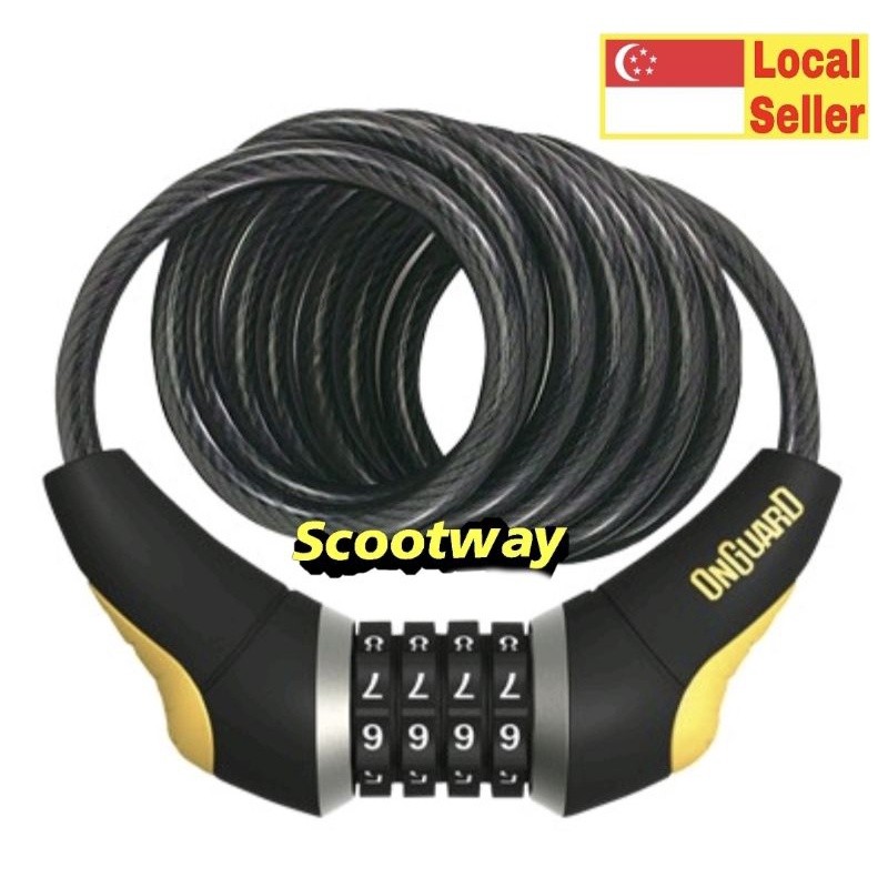 OnGuard Doberman 8032 จักรยานจักรยาน Self-Coiling Cable Number Lock (ความยาว 185 ซม. เส้นผ่านศูนย์กล