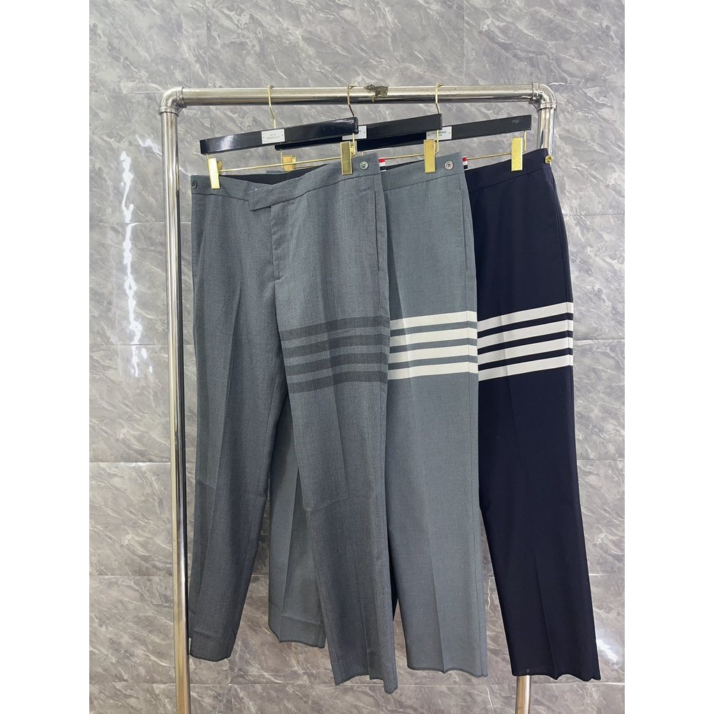 76VP TB# New Style Unisex Color-Woven Four-Bar Striped High-End Versatile Business Casual Wool Trous