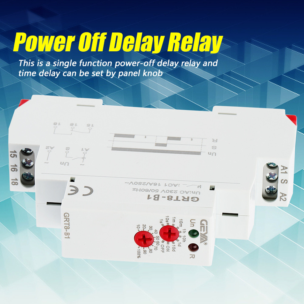 Haapeury Timer Relay GRT8-B1 Mini Power Off Delay Time DIN Rail ประเภทสําหรับสมาร์ทอัตโนมัติควบคุม