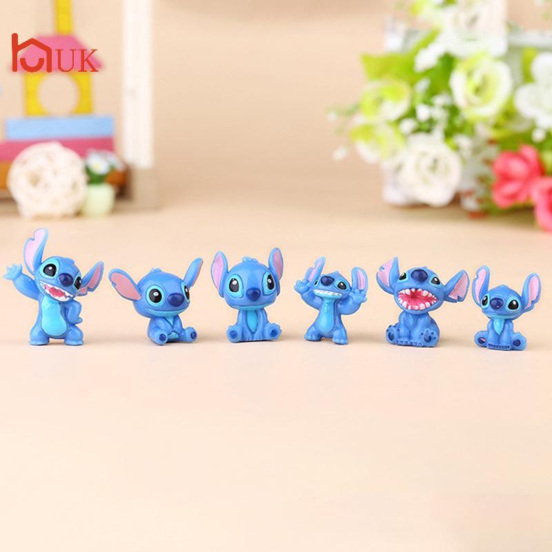 ตุ๊กตาหุ่นสติทช์ดิสนีย์ UK 12ชิ้นตุ๊กตาอะนิเมะน่ารักขนาดเล็ก Lilo & Stitch โมเดลของเล่นสำหรับเด็ก