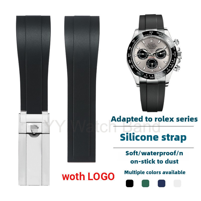 12/13✈20 มม.21 มม. สายเรซิ่นสําหรับ R-olex สีดําน้ํา Ghost สีเขียว Water Ghost Daytona สําหรับยางซิล