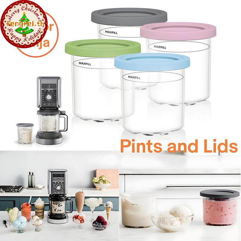 FENGFEI ไอศกรีม Pints ถ้วยภาชนะไอศกรีมพร้อมฝาปิดสําหรับ Creami Pints สําหรับ Nc301 Nc300 Nc299amz เค