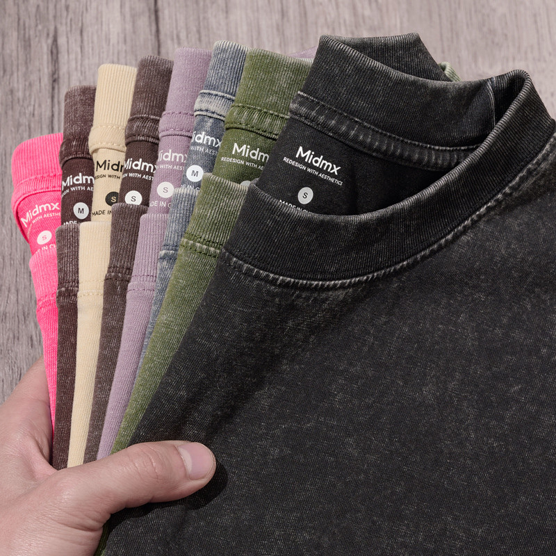 Midmx วินเทจฟอกน้ำ เสื้อยืดฟอก oversize  เสื้อยืดเปล่า เสื้อยืดคอกลม 8 สี ผ้าฝ้าย100%