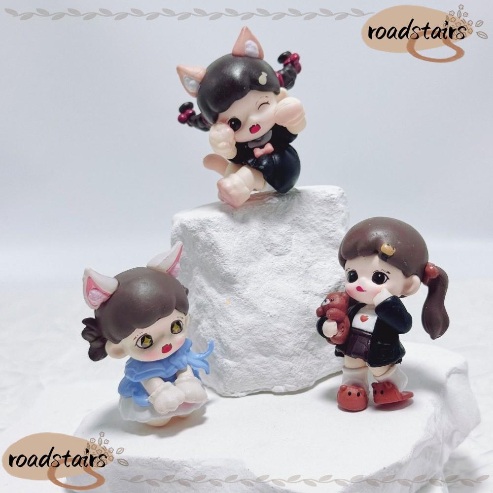 ROADSTAIRS Mini เครื่องประดับ, การ์ตูน POPBEAN Baby Zorra กล่อง, Meow Cat Face Series POP MART Minia
