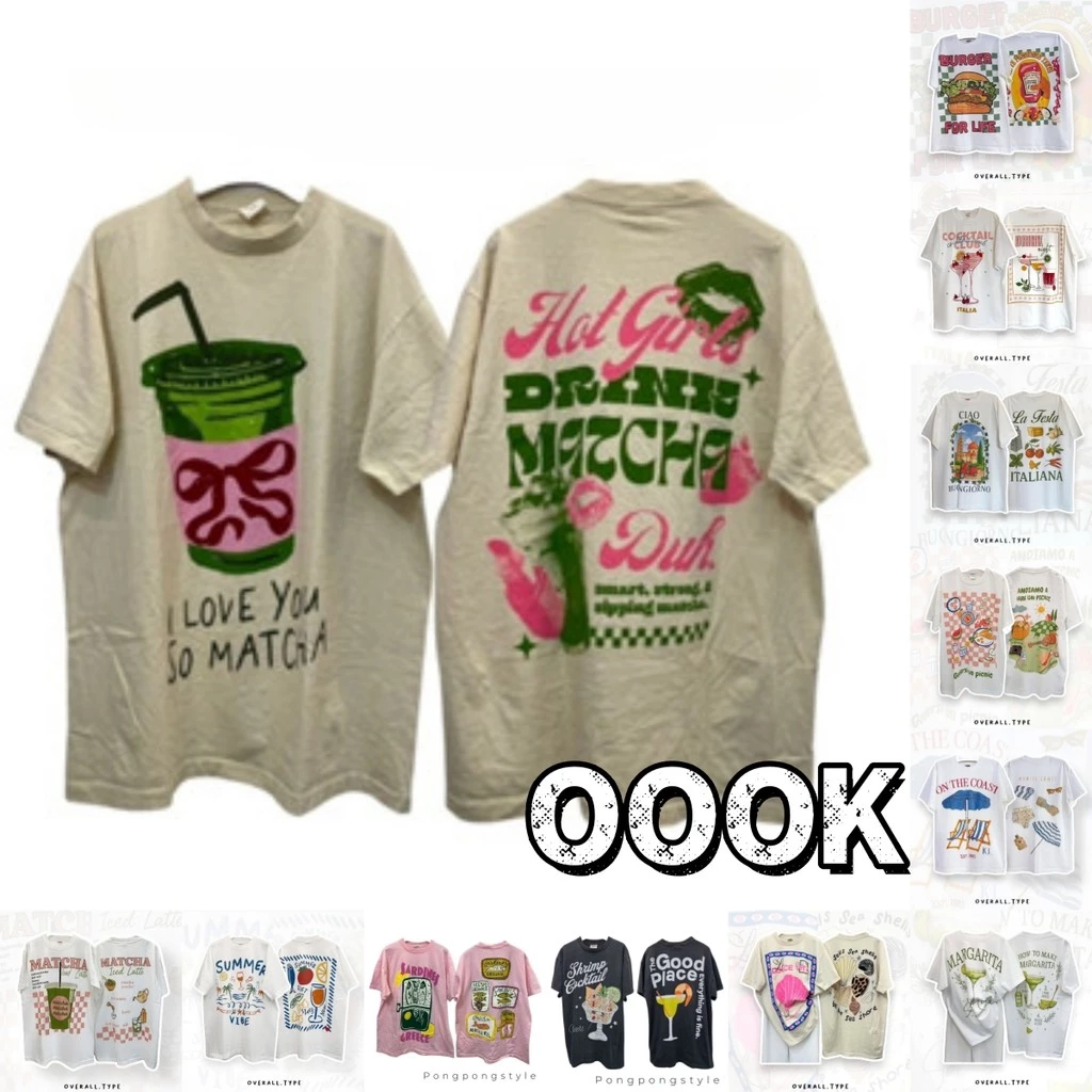 เกาหลี เสื้อยึด ผ้าเทคโนโลยี Sorona จากอเมริกา พิมพ์ลาย เสื้อ y2k หญิง เสื้อยืด oversize เหมาะ ผู้หญิง และ ผู้ชาย #43