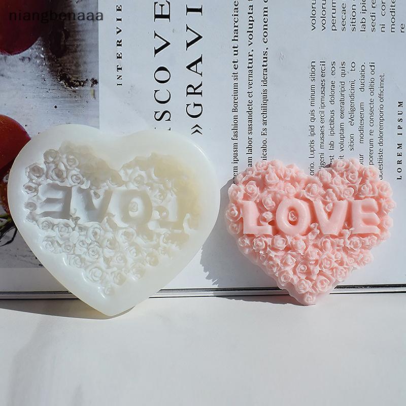 (niangbenaaa) 1 ชิ้น Rose รูปหัวใจแม่พิมพ์ซิลิโคน DIY Love ดอกไม้เทียนปูนปลาสเตอร์ทําเครื่องมือช็อกโกแลต Ice Mould ตกแต่งของขวัญวันวาเลนไทน์ใหม่