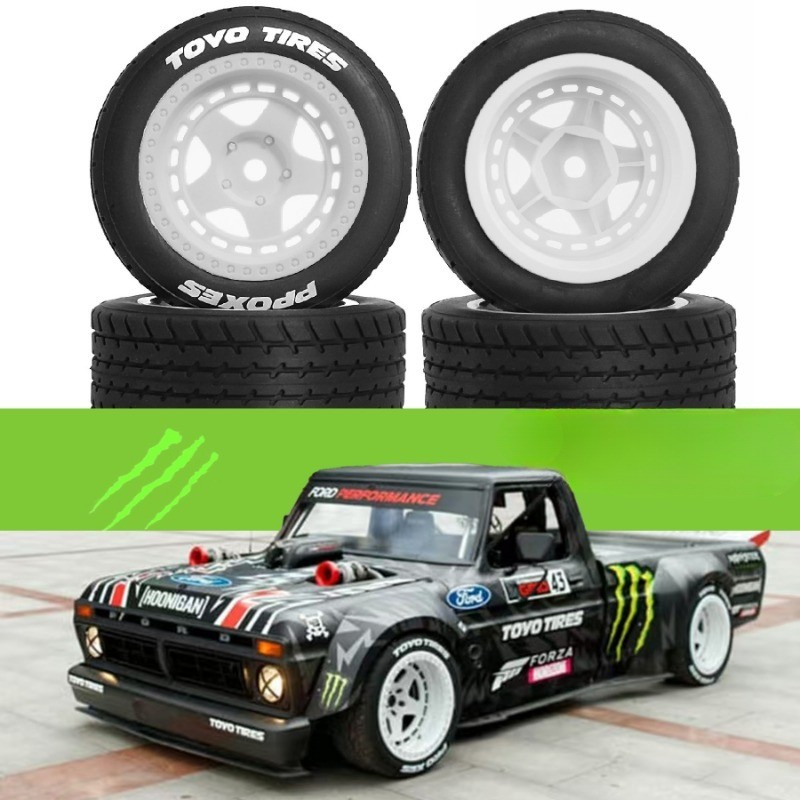 ชุดล้อรถและยาง RC 4 ชิ้น 60 มิลลิเมตร | สําหรับ Tamiya M03 M04 M05 XM01 & MJX 14303 14304 | ขอบพลาสต