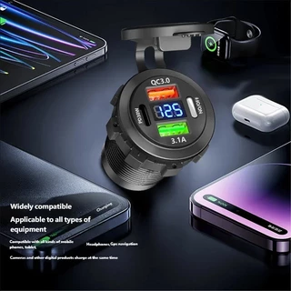 2/3/4 พอร์ต PD QC 3.0 USB Car Charger พร้อมโวลต์มิเตอร์ Socket Power Outlet Adapter กันน้ําสําหรับ 12 V/24 V รถ ATV เรือขายร้อน
