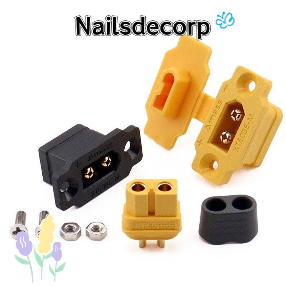 NAILSDECOR XT60BE-MF Connector, แบบพกพา Amass XT60BE ปลั๊กชาย, ที่มีประโยชน์พร้อมฝาครอบสีเหลืองสีดํา East สามารถติดตั้งปลั๊กหญิงสําหรับ RC FPV มอเตอร์ ESC