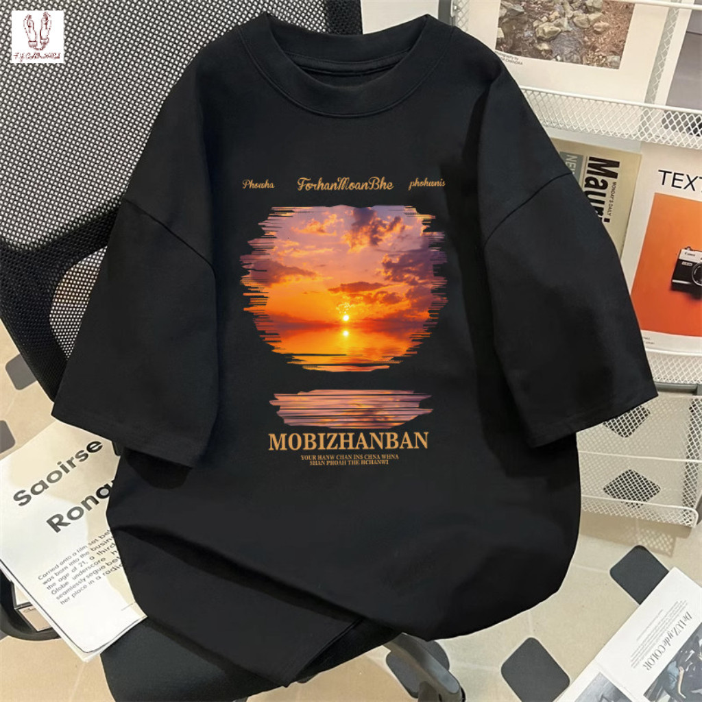 เสื้อยืดแขนสั้นผู้ชาย พิมพ์ลายตัวอักษร ทรงหลวมใส่สบาย เหมาะสำหรับใส่ในฤดูร้อน ทันสมัยและใช้งานได้หลากหลาย