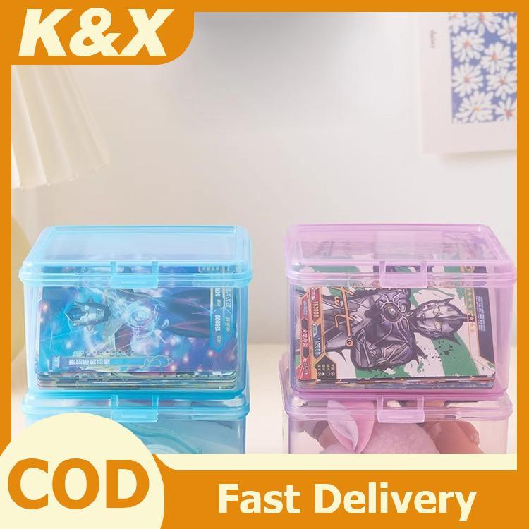 เค & X ใหม่ กล่องพลาสติกใสเก็บโฟโต้การ์ด/การ์ดขนาดเล็ก พร้อมออแกไนเซอร์บนโต๊ะและช่องแยกของเครื่องเขียน