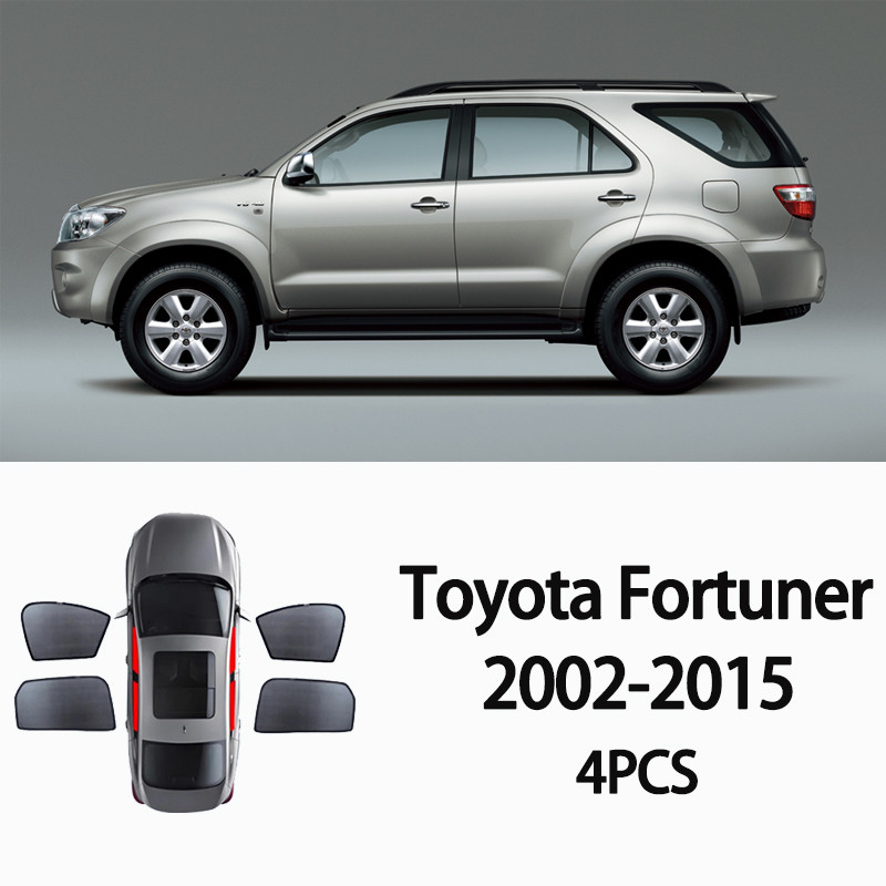 สําหรับ Toyota Fortuner 2002-2015 รถสําหรับหน้าต่างด้านข้าง Glare และ UV Rays ป้องกันเด็กหน้าต่างม่านบังแดดรถยนต์ผ้าม่าน Sun Shades