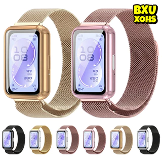 สายแม่เหล็กกรณี TPU for Huawei Band 11 11 Pro 10 9 8 NFC แถบโลหะสแตนเลสปกป้องหน้าจอ อุปกรณ์เสริม for Huawei Band NFC