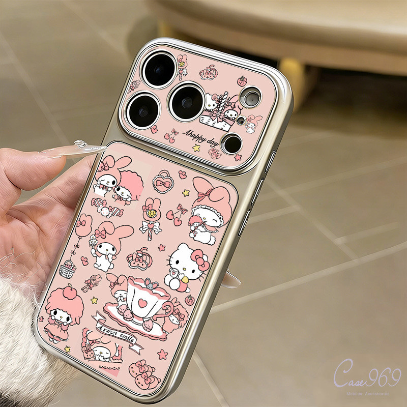 เข้ากันได้สำหรับ iPhone 17 14 15 13 16 12 11 Pro Max X XS XR MAX 16 15 plus เคสโทรศัพท์มือถือพิมพ์ลายแมวและกระต่ายน่ารัก
