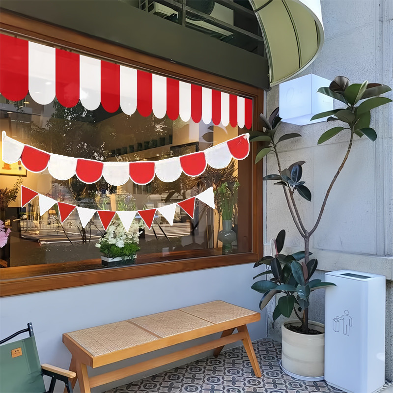 COD ม่านธง 100x30CM สามเหลี่ยม ม่านประตูเล็ก ตกแต่งหน้าต่างร้านค้า ตกแต่งผ้าม่านประตู ม่านประตู