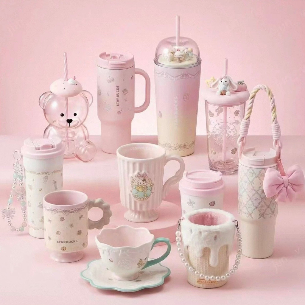 สตาร์บัคส์ แก้วกาแฟฤดูร้อน ฉนวนพร้อมฟาง ความจุใหญ่ ของขวัญน่ารัก