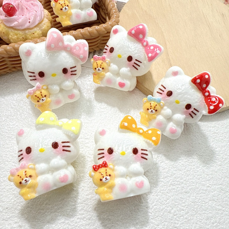 5ชิ้นนั่งแมวกับเสน่ห์เรซิ่น3งหมีขนาดเล็กสําหรับ งIY(2-133)