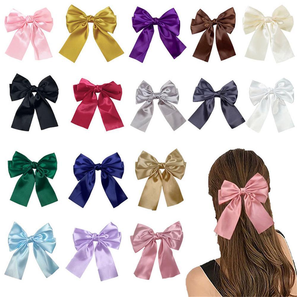 Double-layer Webbing Bow Hairpin Duckbill คลิป High-end อเนกประสงค์ซาตินด้านหลังหัวผู้หญิง Hairpin เ