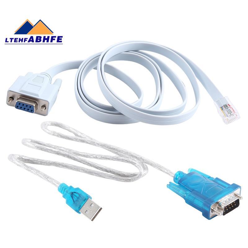 [ขายร้อน L]RJ45 สายเคเบิลเครือข่ายสายเคเบิลอนุกรม Rj45 ถึง DB9 และ RS232 เป็น USB (2 in 1) CAT5 Ethe