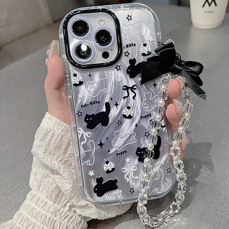 ขนมแมวดํากระต่ายน่ารักเคสโทรศัพท์สําหรับ IPhone 11 12 13Pro Max 14Plus XR XS Max 7 8 Plus SE2020 ภาพ