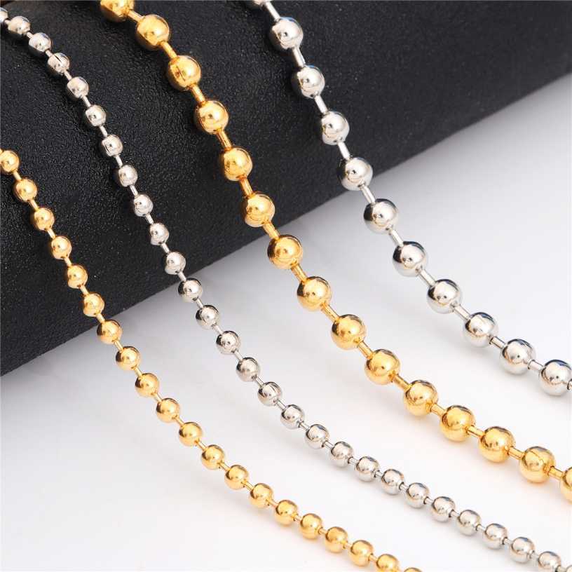 18k Gold Chain 925 เงินรอบลูกปัดโซ่ทอง rotundity Chain แฟชั่นเครื่องประดับโซ่หนาคู่งานแต่งงานขายส่ง
