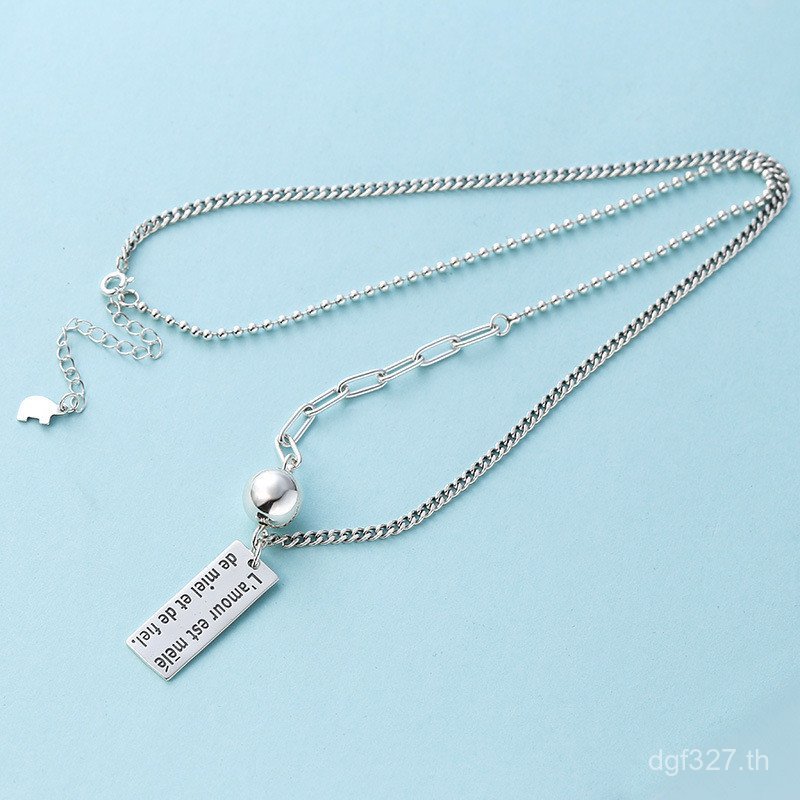 สร้อยคอลมเงิน 925 Sterling Silver พร้อมแท็กภาษาอังกฤษ แบบไม่ซ้ำกัน เหมาะสำหรับสุภาพสตรี ตามเทรนด์สไต