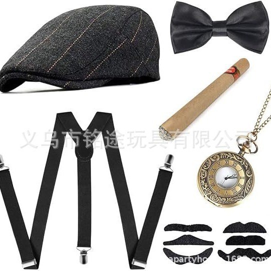 1920s Gatesby Party Dress Up อุปกรณ์เสริมหมวกชุด Gangster Bandit แต่งตัวหมวกด้านบน 20s 1920s B12.8