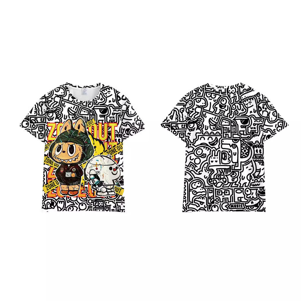 เสื้อยืดพิมพ์ลายAnime Labubu Jeffy ปี2024