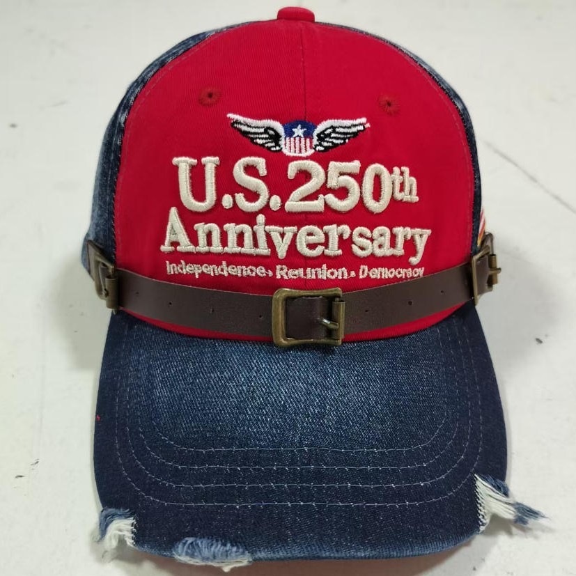 ล้างผ้าฝ้ายพิมพ์หมวกชายอเมริกัน250ครบรอบหมวกกบต่อต้านหมวกเบสบอล12.8 - รูปที่ 3