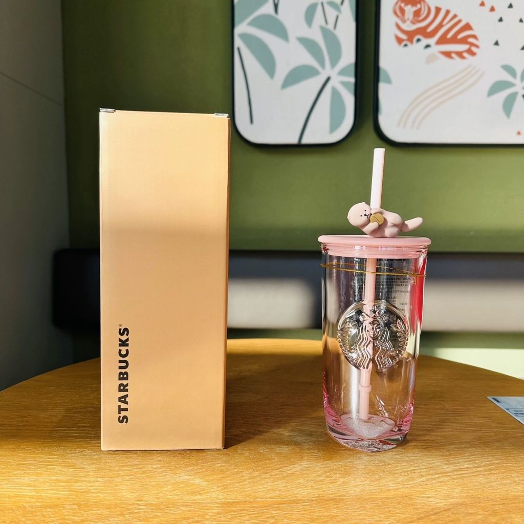 Ins Starbucks Starbucks วันวาเลนไทน์ Kapibara Cup 500ml Star ประกอบแก้วฟางน่ารักถ้วยดื่มสด