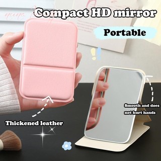PU Foldable Mini Makeup Mirror Portable PU Leather Student Dormitory Desktop Standing Cosmetic Tool