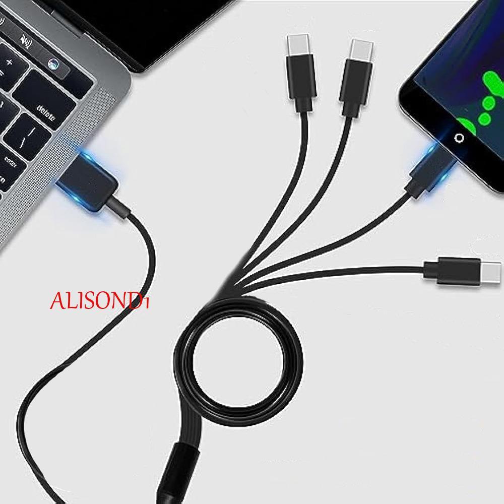 ALISOND1 สายแยก USB C, 6 in 1 Type-C Micro-USB Multi USB C ถึง USB C สาย, สายชาร์จ 50cm8150cm สีดํา 