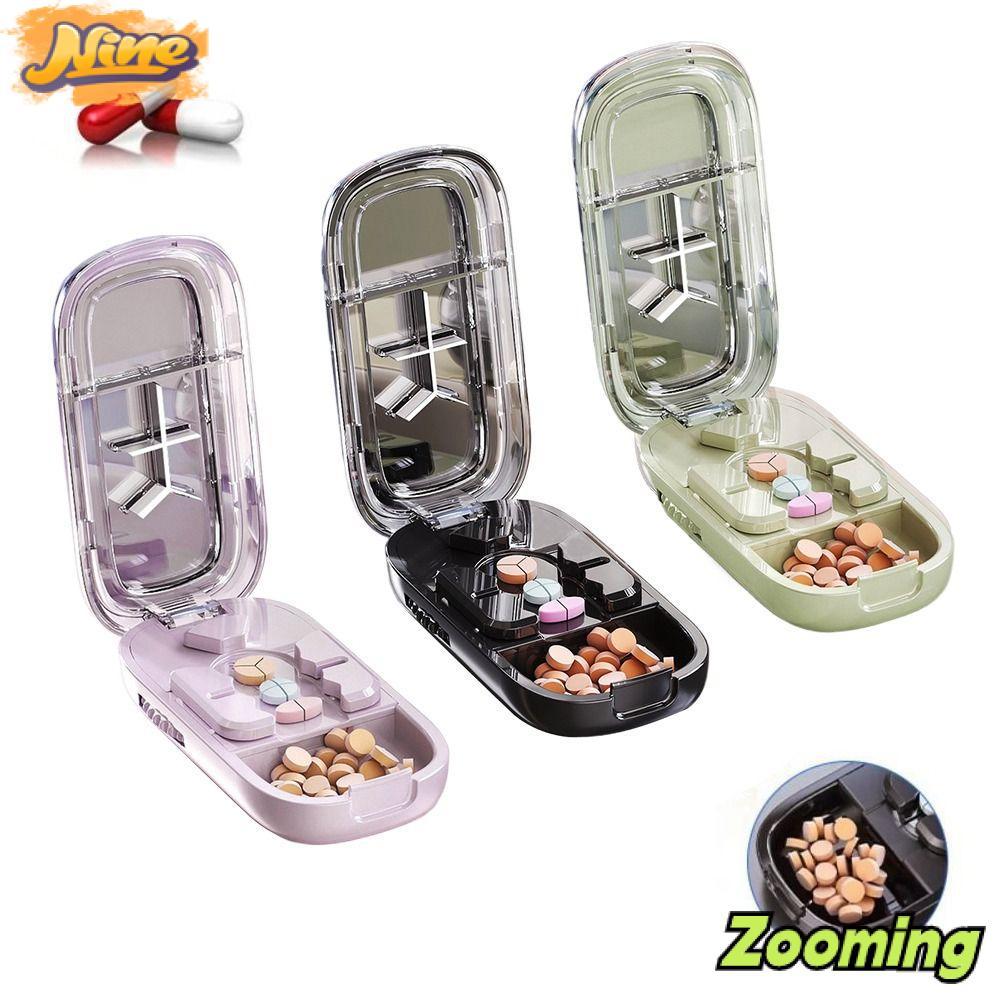 ZOOMING Quartering Pill Cutter, Divider Organizer เม็ดยากล่องเก็บ,กันฝุ่น Crusher Pill Cutter สําหรั