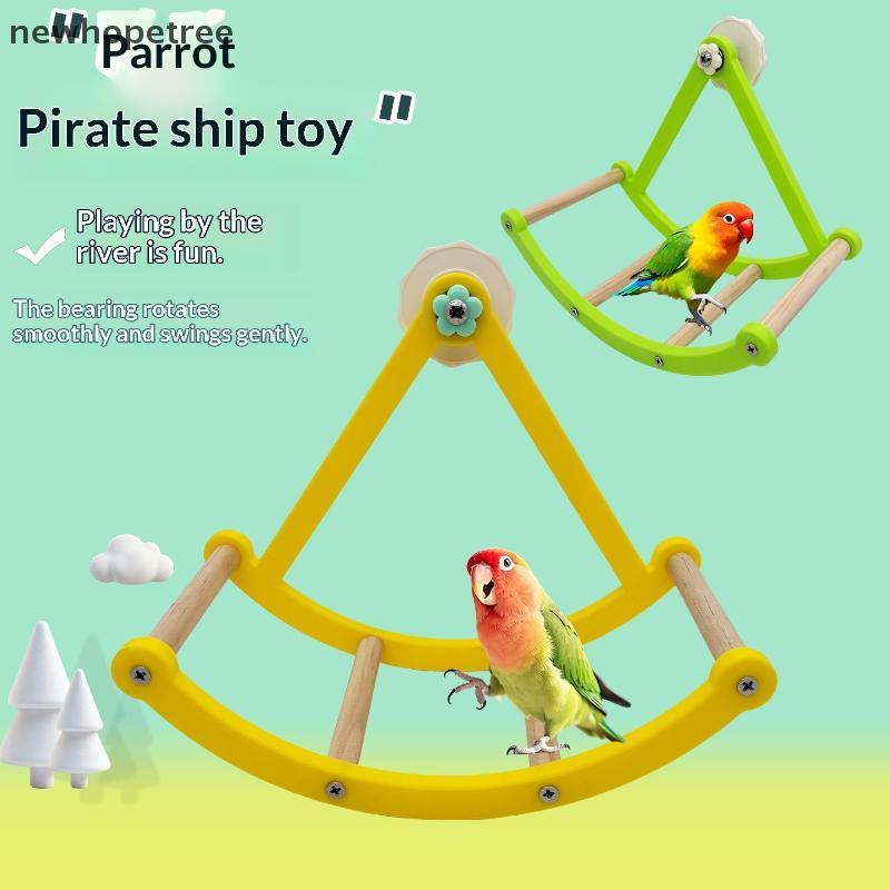 [newhopetree] Creative Parrot Pirate Ship Swing & Climbing Ladder Toy for Bird Cage New Stock
