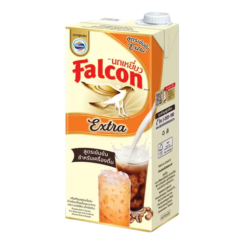 นกเหยี่ยว เอ็กซ์ตร้า ครีมพร่องไขมัน 1 ล. (FALCON Extra Evaporated Creamer 1 l)