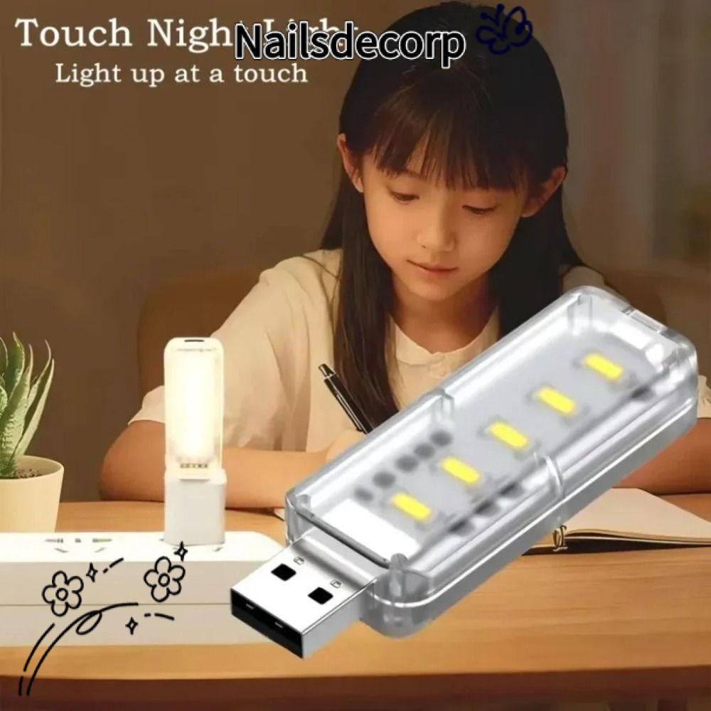 NAILS Touch Dimming Light, PC 10 LEDs USB Night Light,แบบพกพา 5V 3000K/6500Kฟังก์ชั่นหรี่แสงได้ปลั๊ก