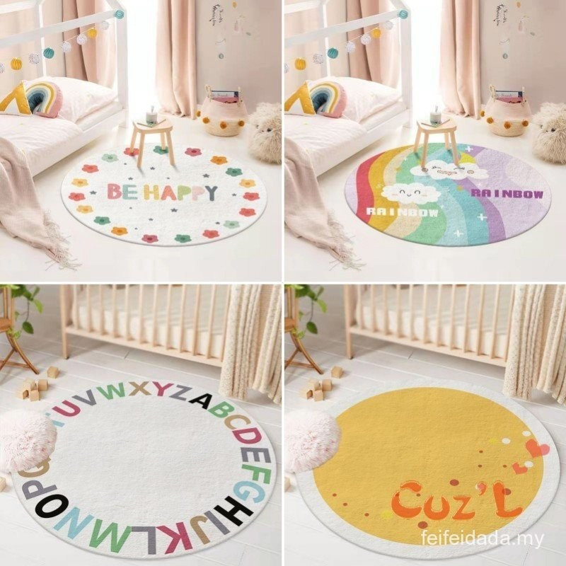 ห้องนอนพรมการ์ตูนรอบห้องนั่งเล่นผ้าห่มตุ๊กตาน่ารักห้องนั่งเล่นเก้าอี้พรมปูพื้น RTFM PY89 KE6N