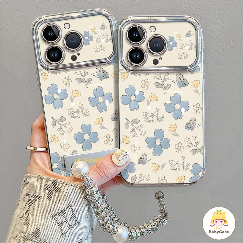 เคสไอโฟน17 สำหรับ iPhone 11 16 17 15 13 12 14 Pro Max air 16 8 7 15 Plus XR X XS Max ปกอ่อนสร้อยข้อมือดอกไม้หวานโรแมนติก